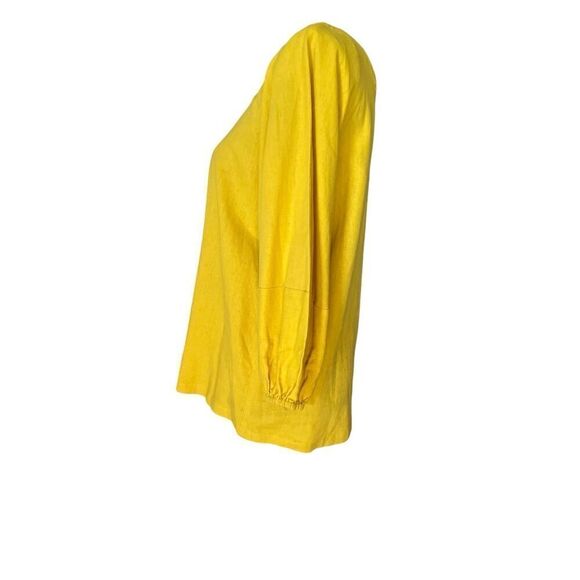 Loft golden linen blend balloon sleeve blouse small - Picture 3 of 6